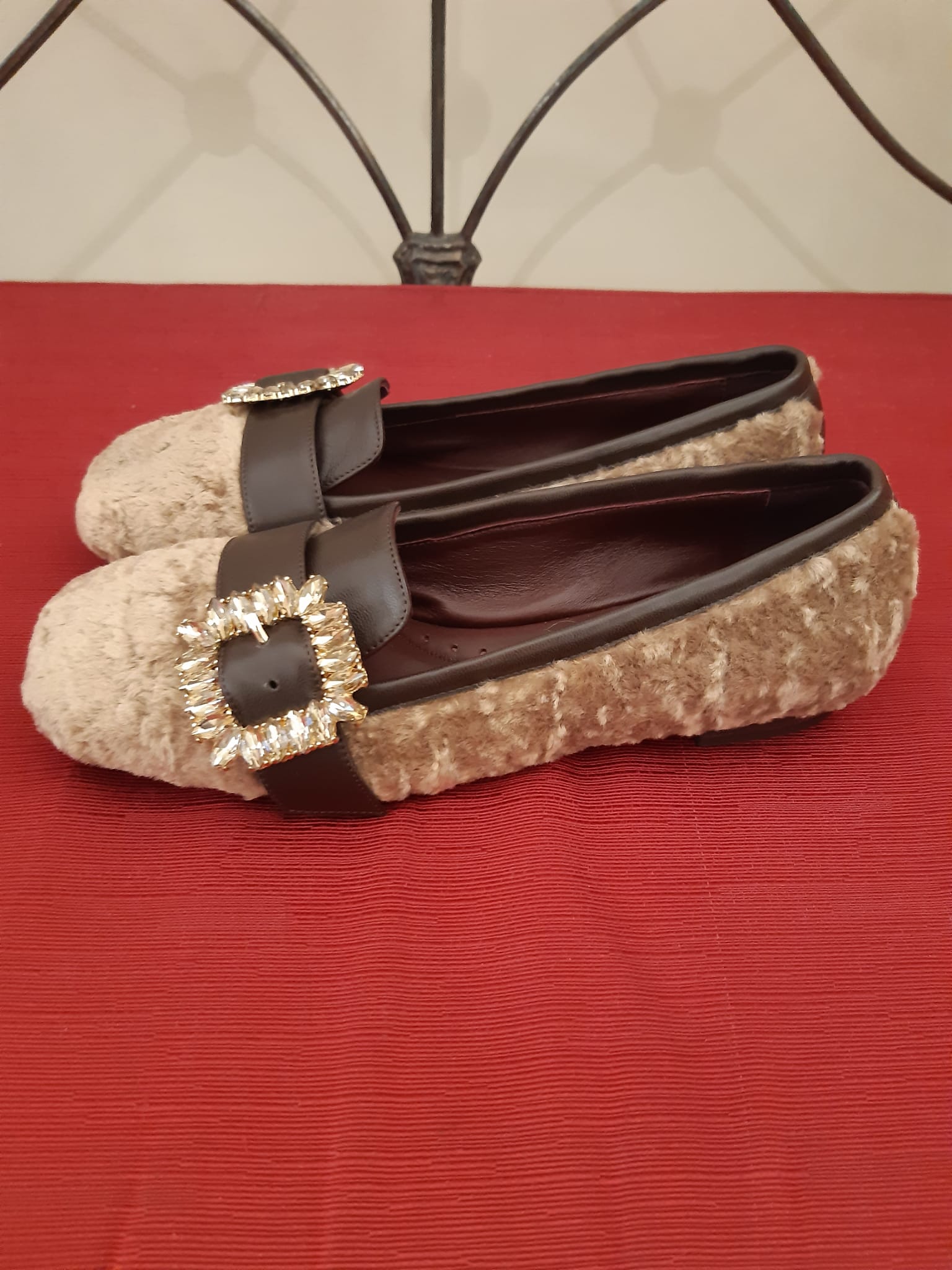 Gaia De Simone ballerine beige pelliccia
